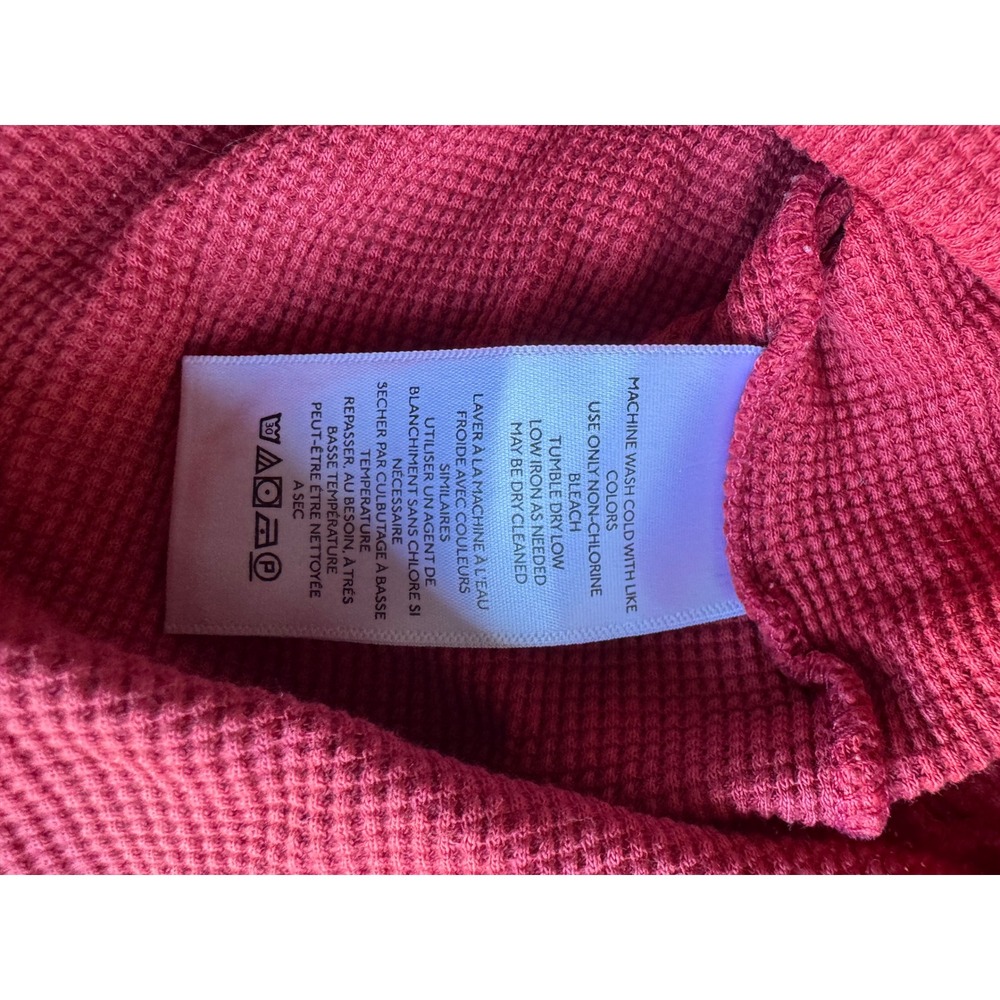 Free People We The Free Thermal Waffle Knit Lettuce Edge Top Pink Red Medium - Picture 6 of 8